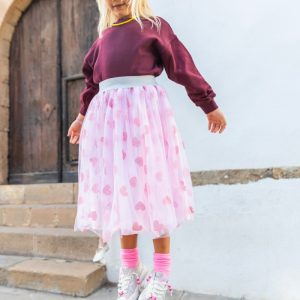 Jupon long coeur pailleté – Rose