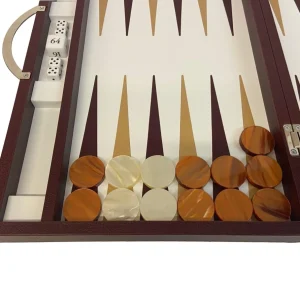Backgammon en Cuir véritable MM - Bordeaux - Renzo Romagnoli