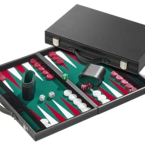 Backgammon style Cuir - Surpiqué - Vert