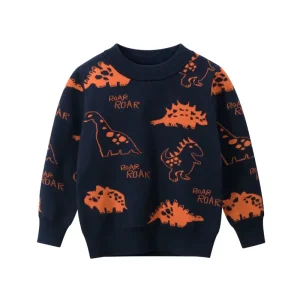 Pull Dinosaure Enfant Col Rond