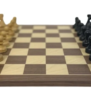 Ensemble jeu d'échecs Club en Noyer - Bords Fins - Pièces en buis teinté - Noir