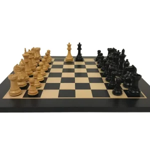 Ensemble jeu d'échecs Suprême en poirier teinté et sycomore - Pièces en Buis teinté - Noir