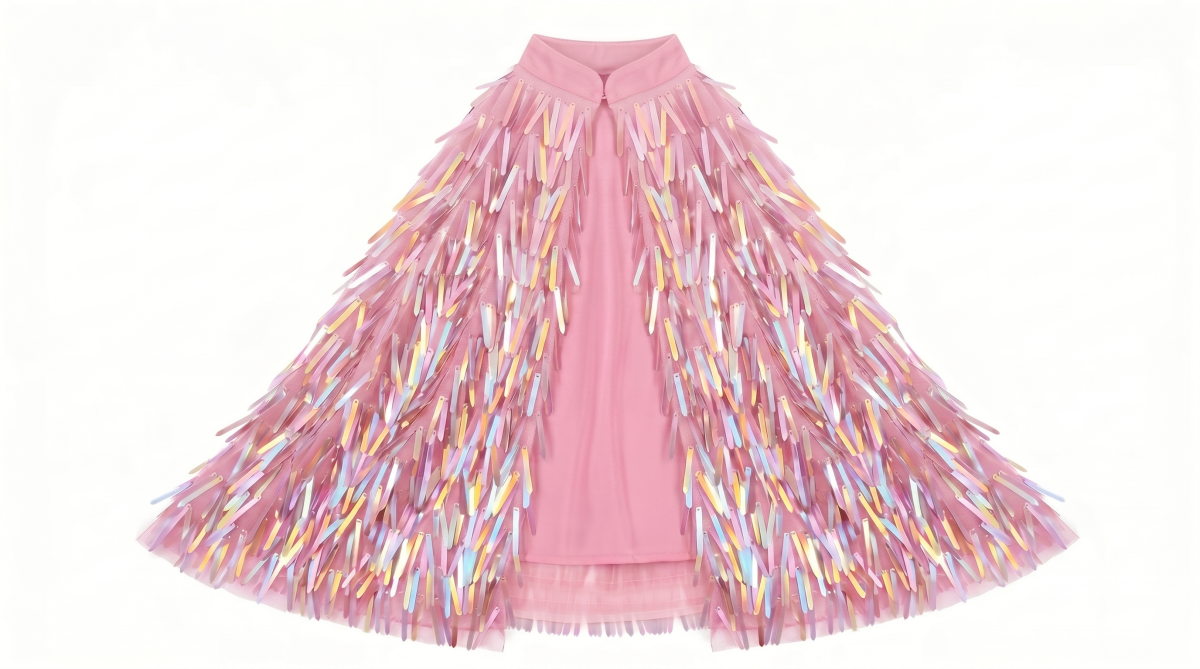 La cape holographique à franges – Rose
