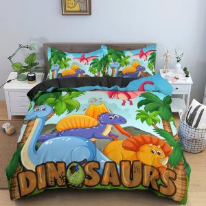 Housse de couette dinosaure colorée