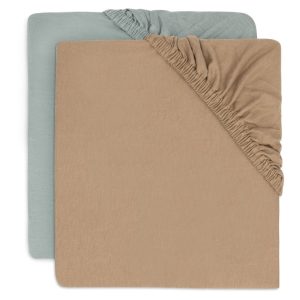 Lot de 2 draps housses - Biscuit/Céruléen